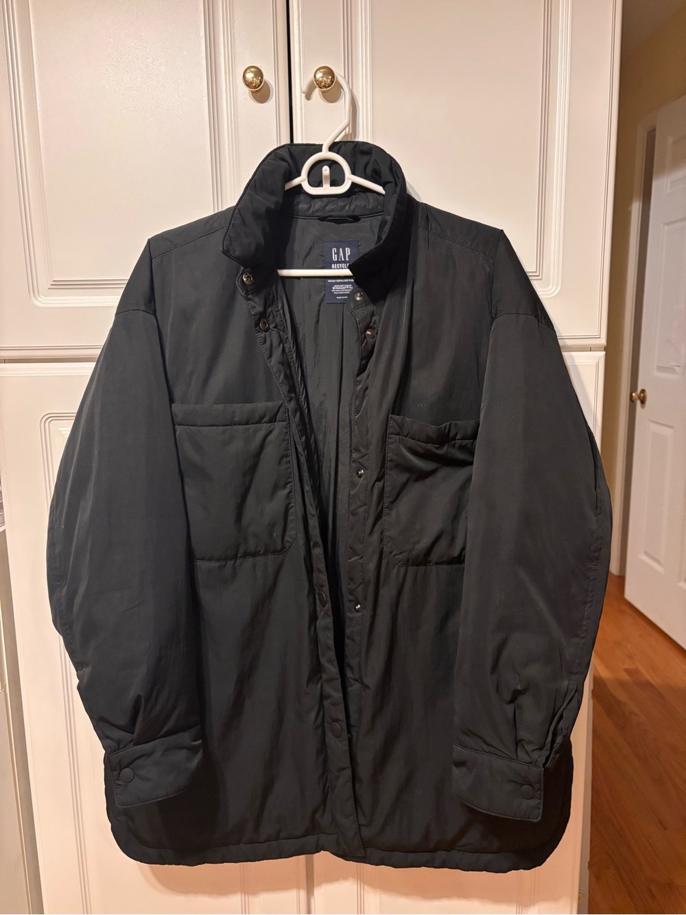 Gap Recycled Puffer Shirt Jacket - Black Primaloft Shacket M